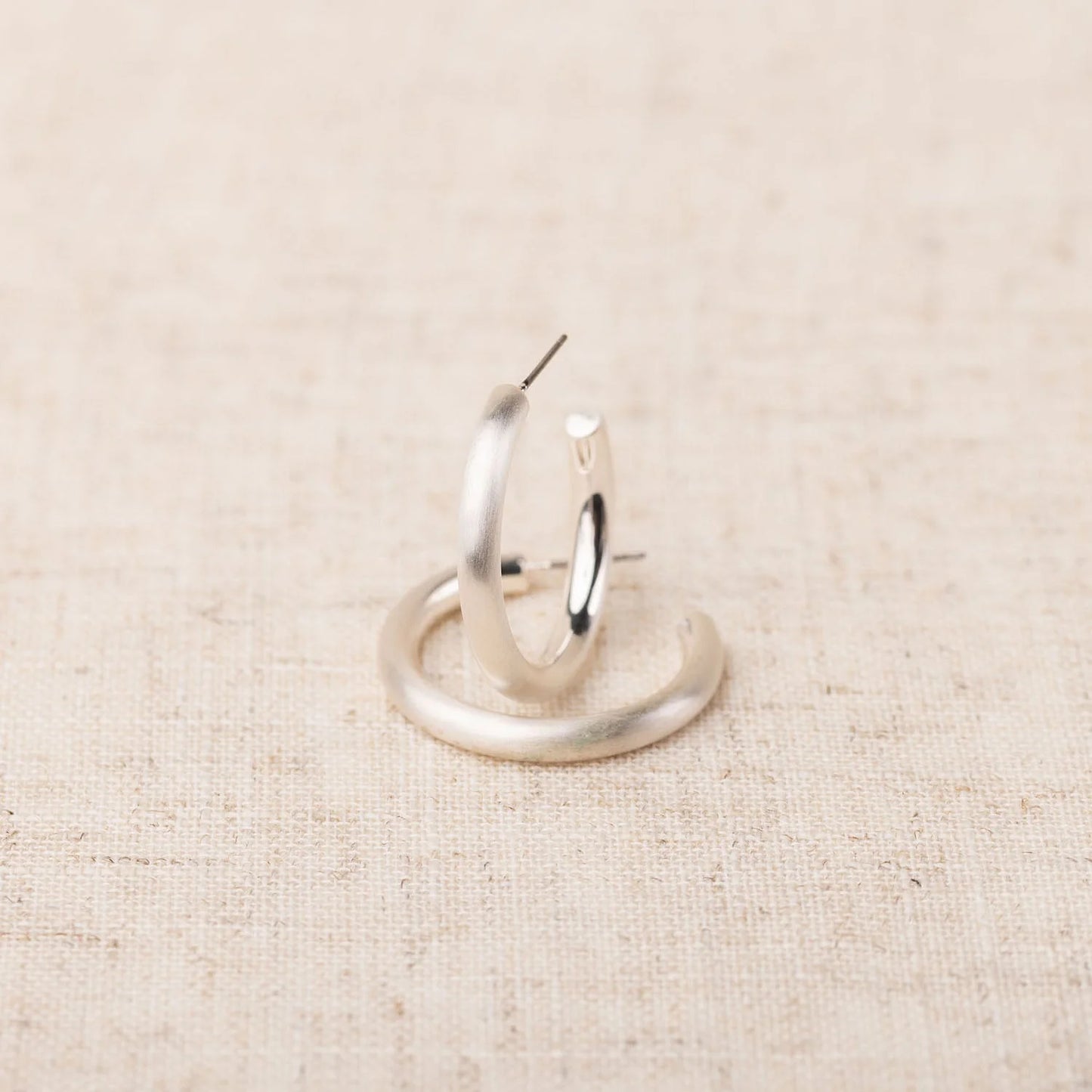 Silver Brushed Hoop
