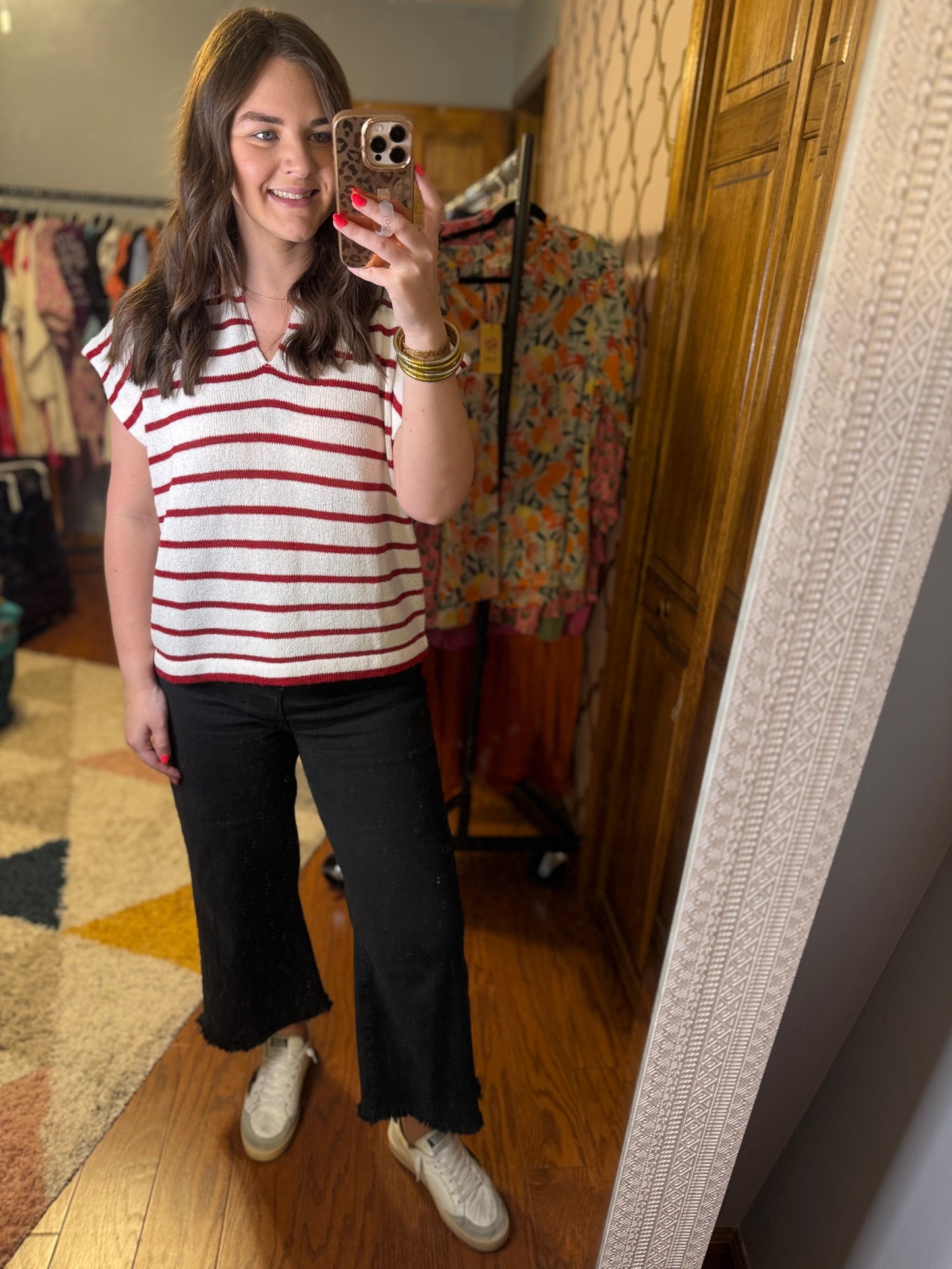 Maroon Stripped Top