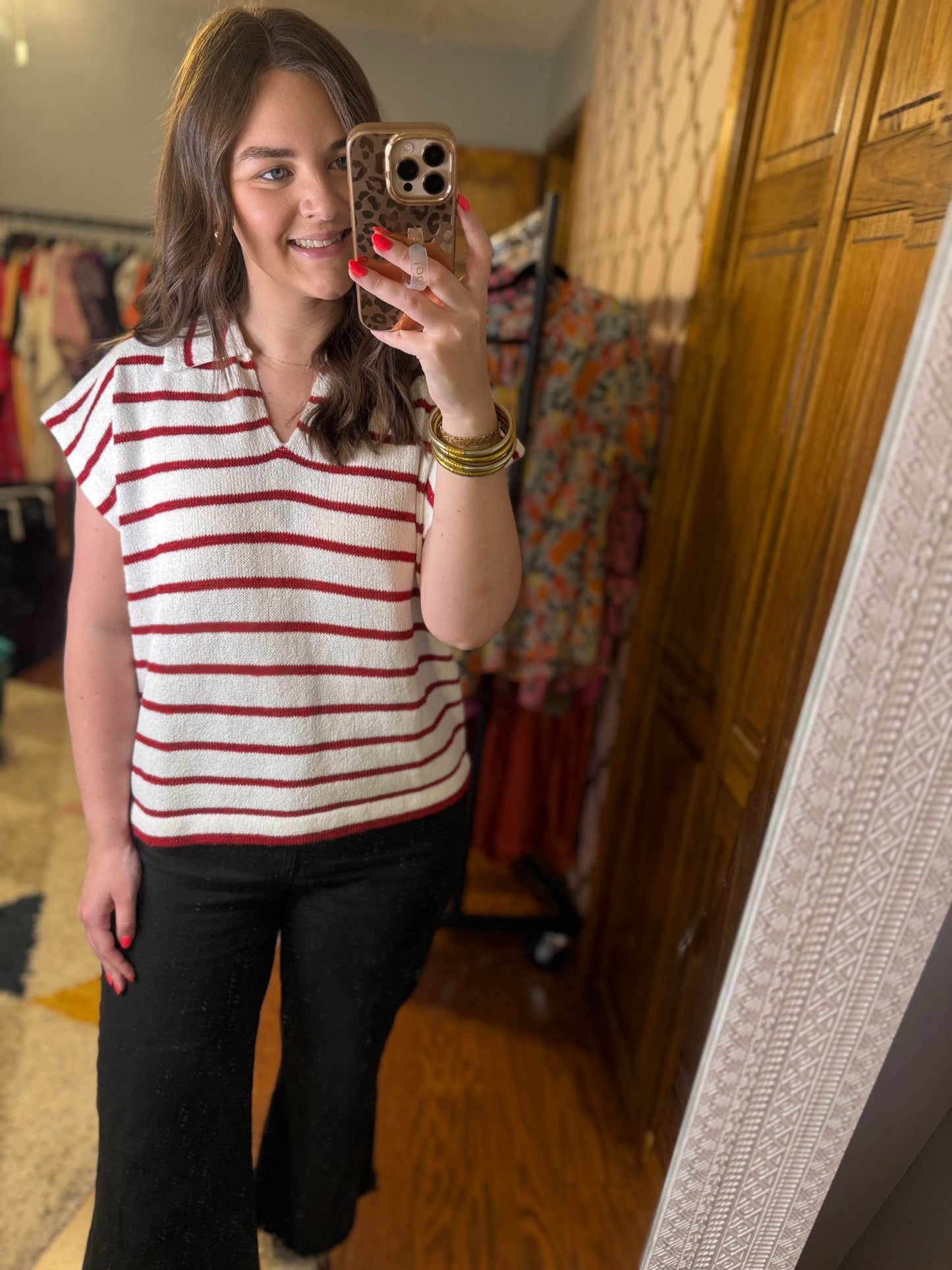 Maroon Stripped Top