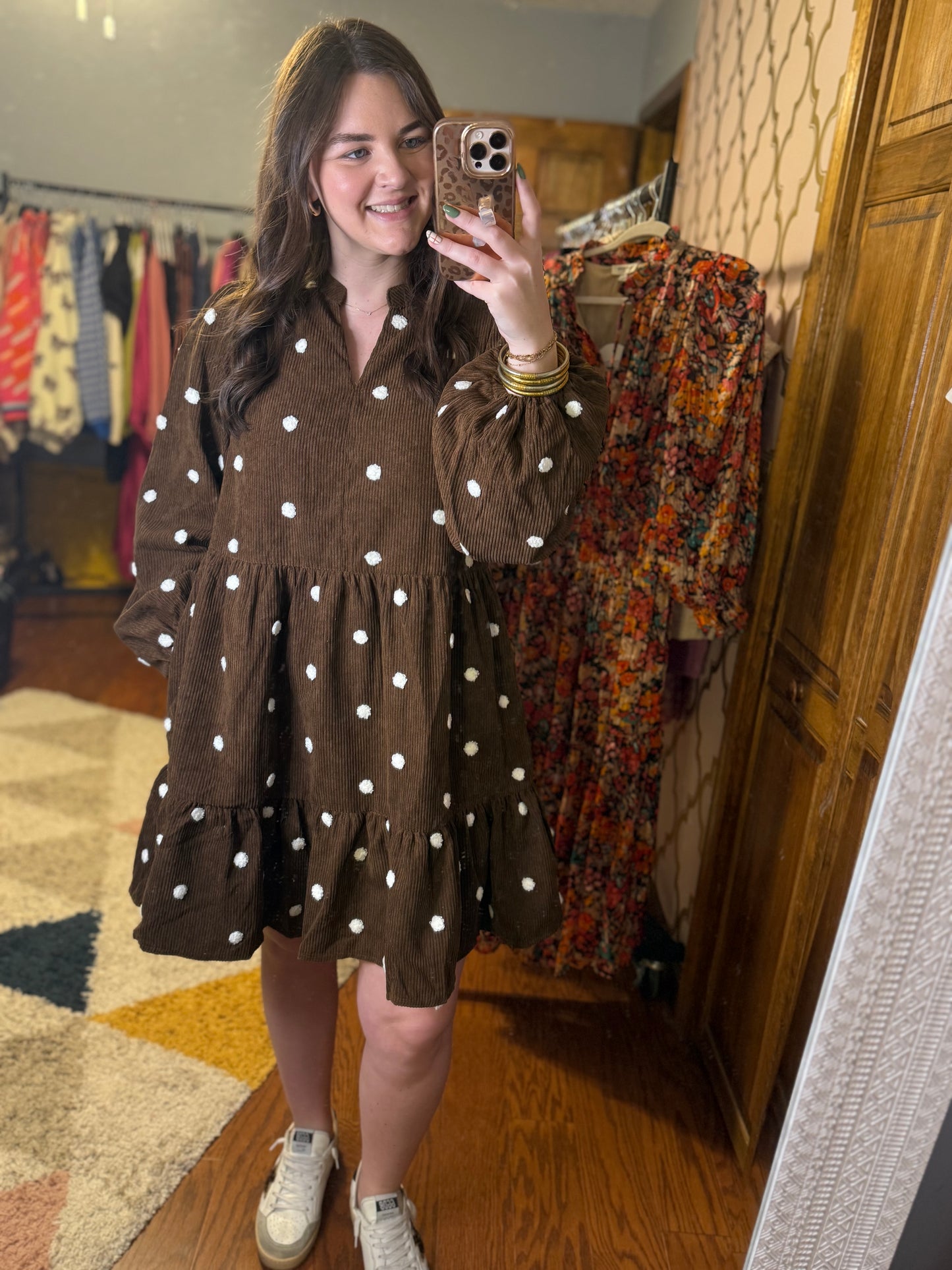 Corduroy Polka Dot Dress