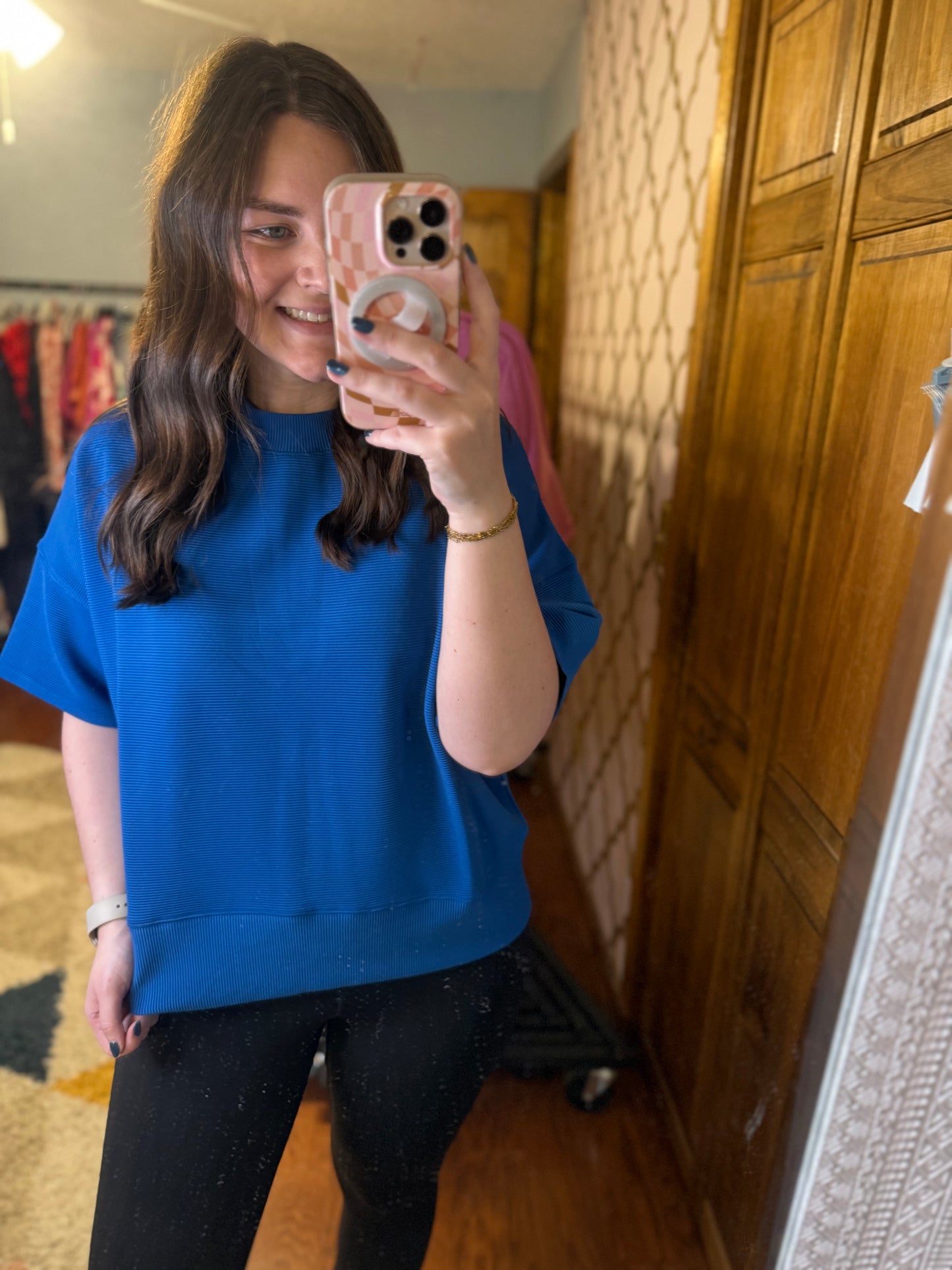 Anna Ribbed Top - Royal