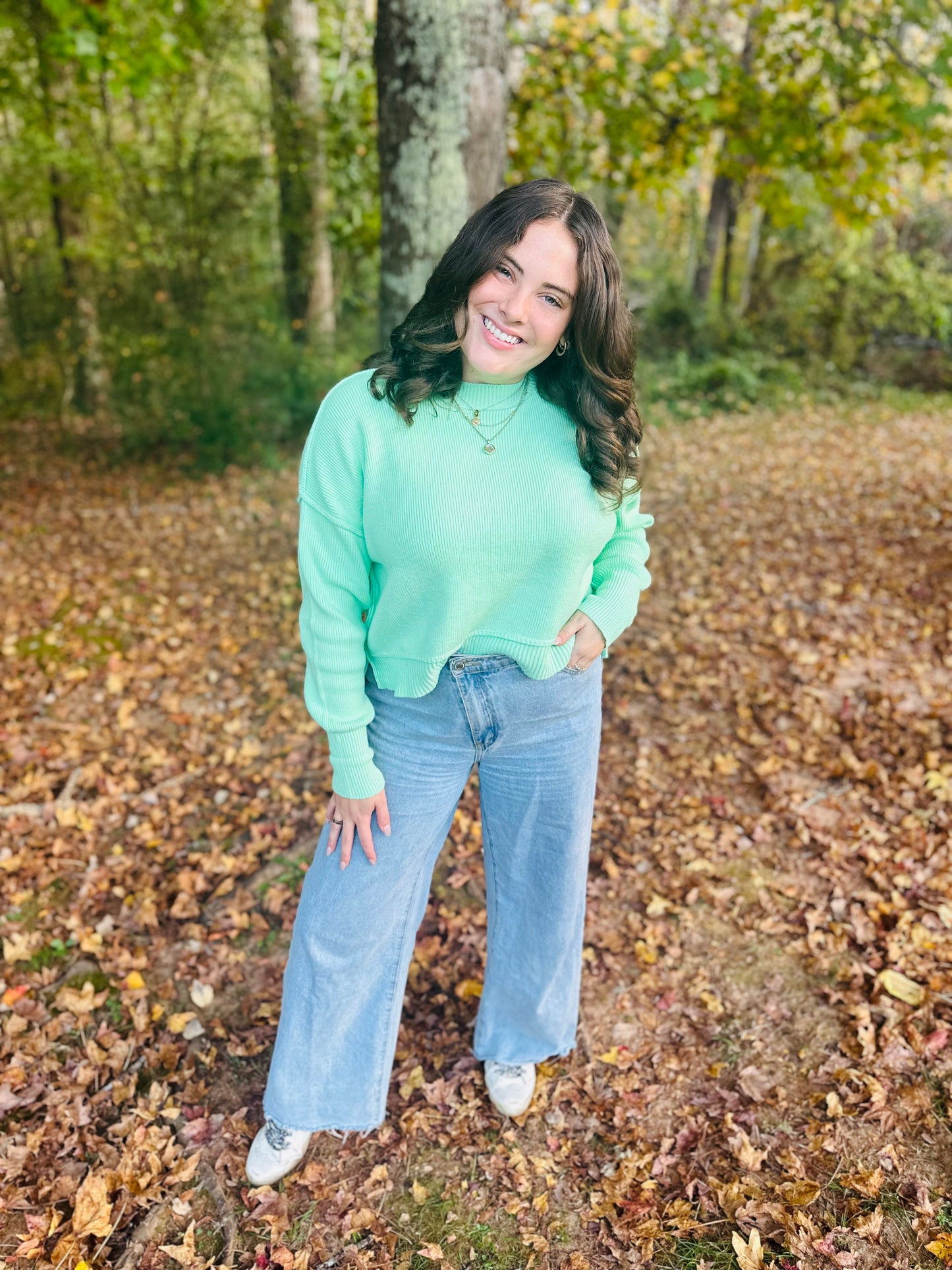 Mint Cropped Sweater