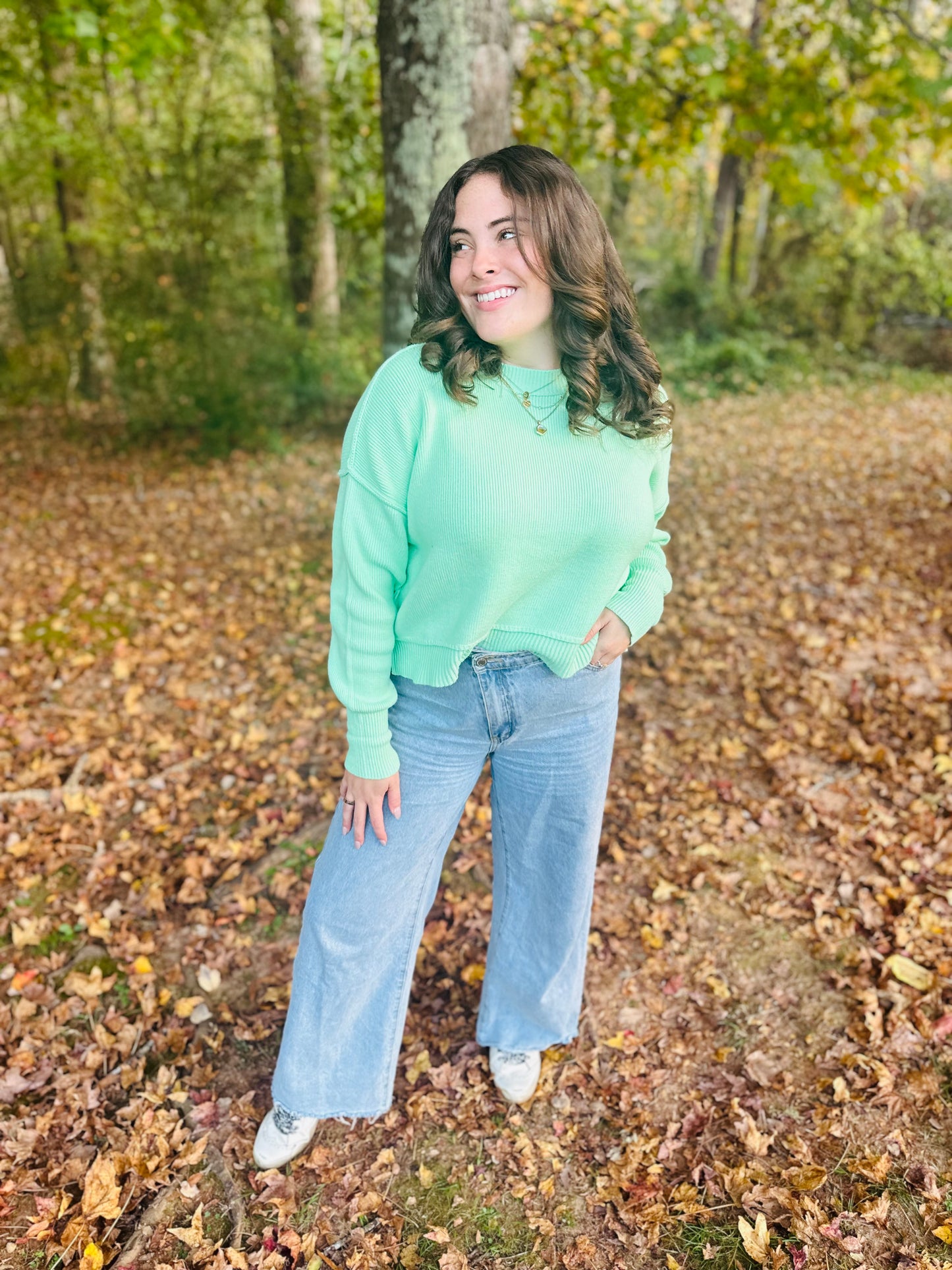 Mint Cropped Sweater