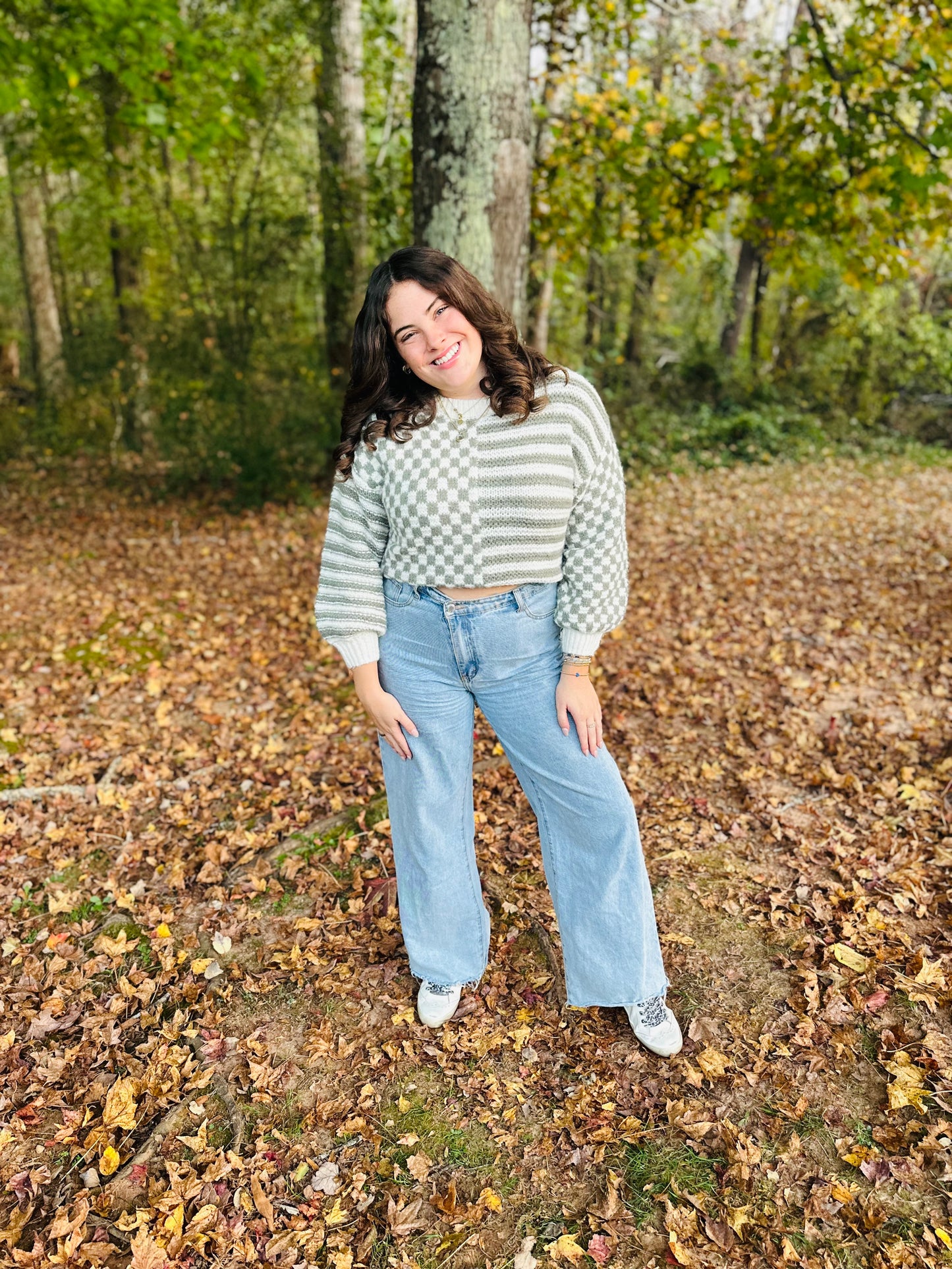 Checkered Stripe Sweater