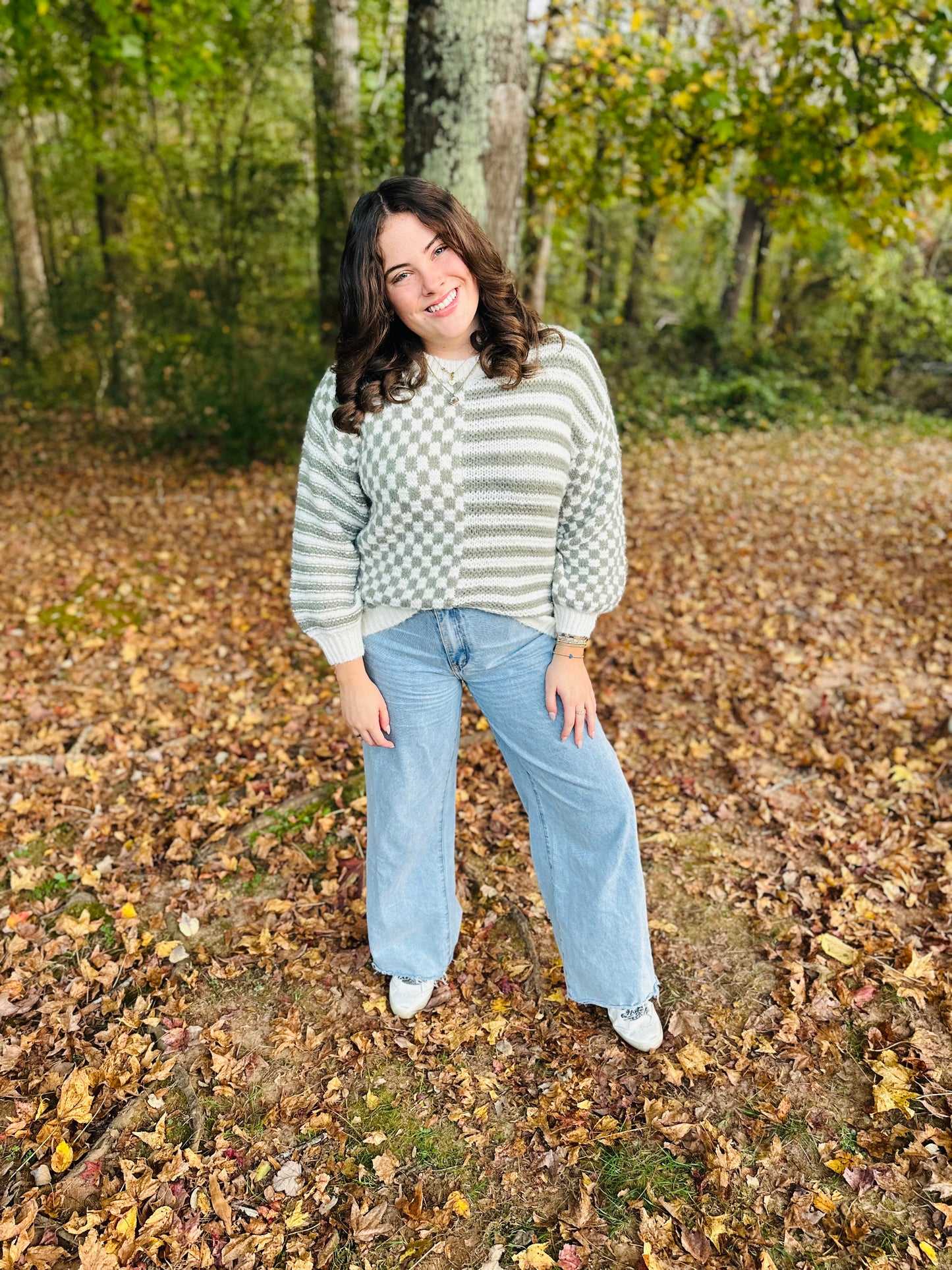 Checkered Stripe Sweater