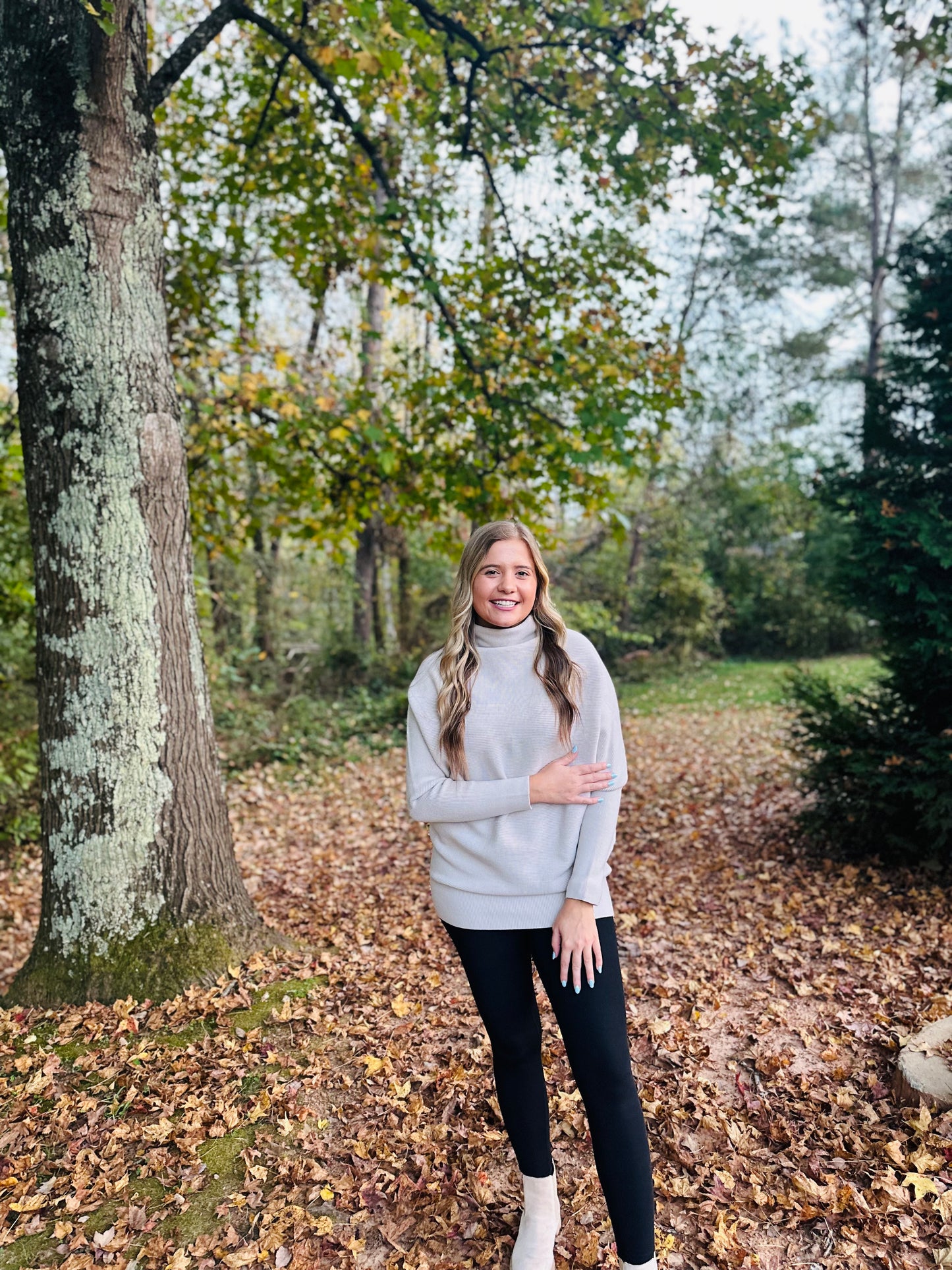 Mock Neck Cream Sweater