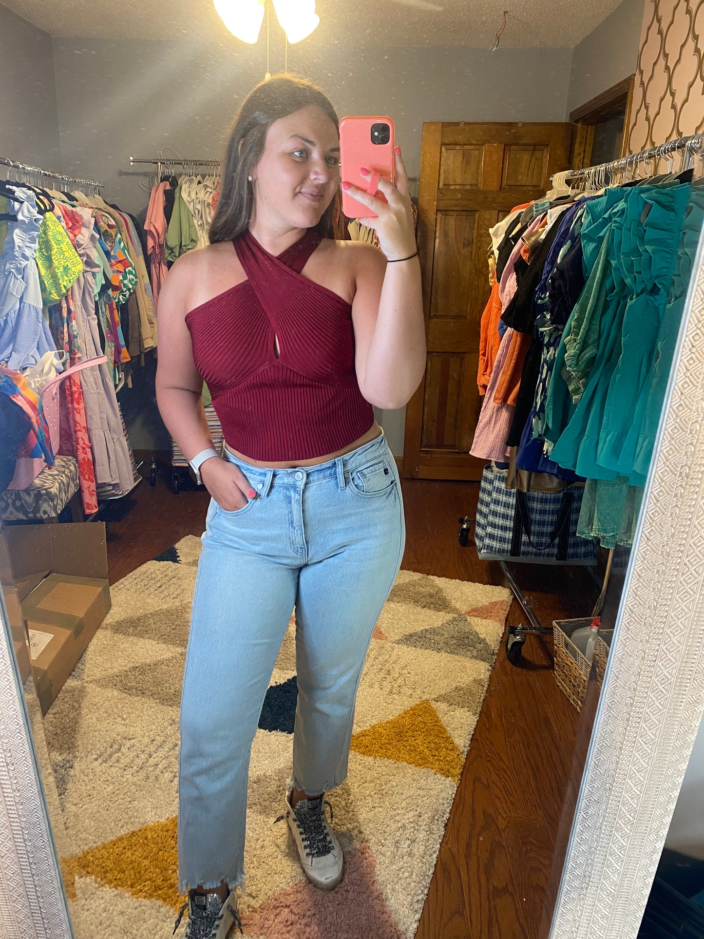 Garnet Criss Cross Top