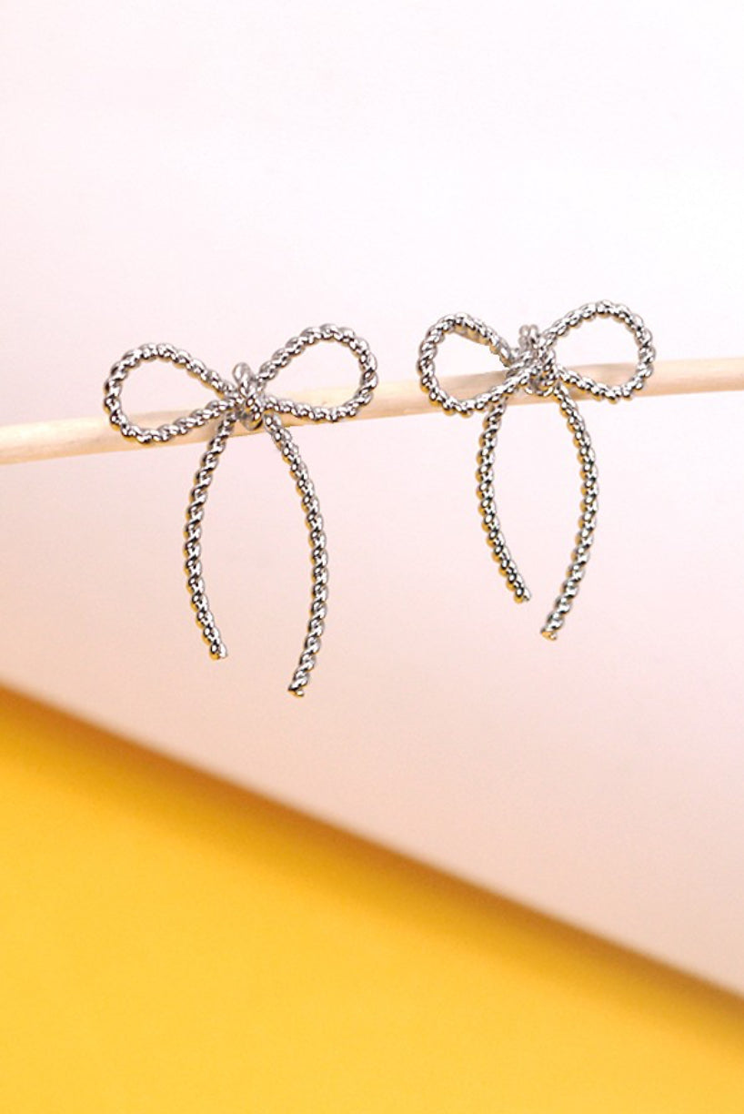 Bow Earrings - Silver