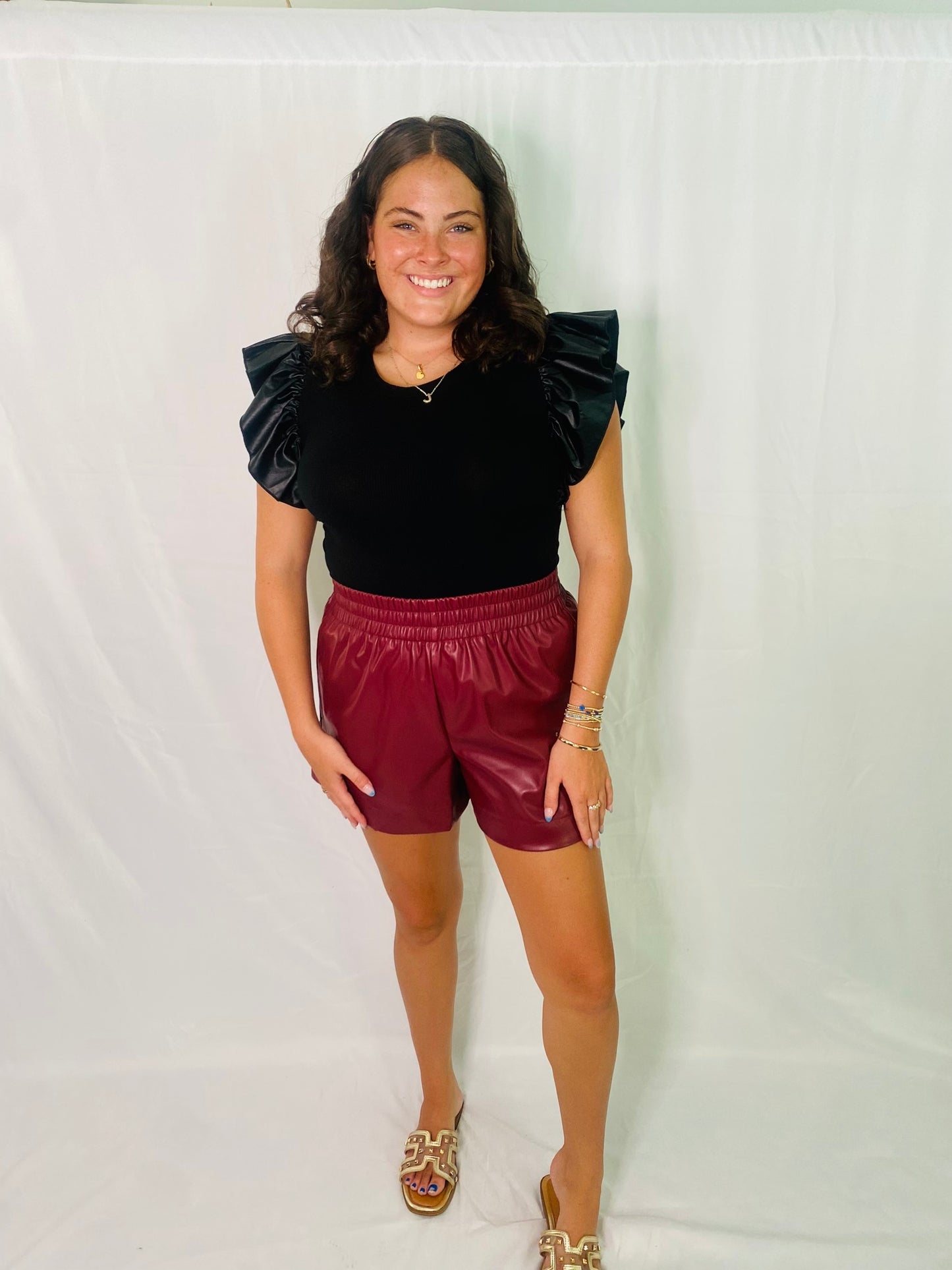Garnet Leather Shorts