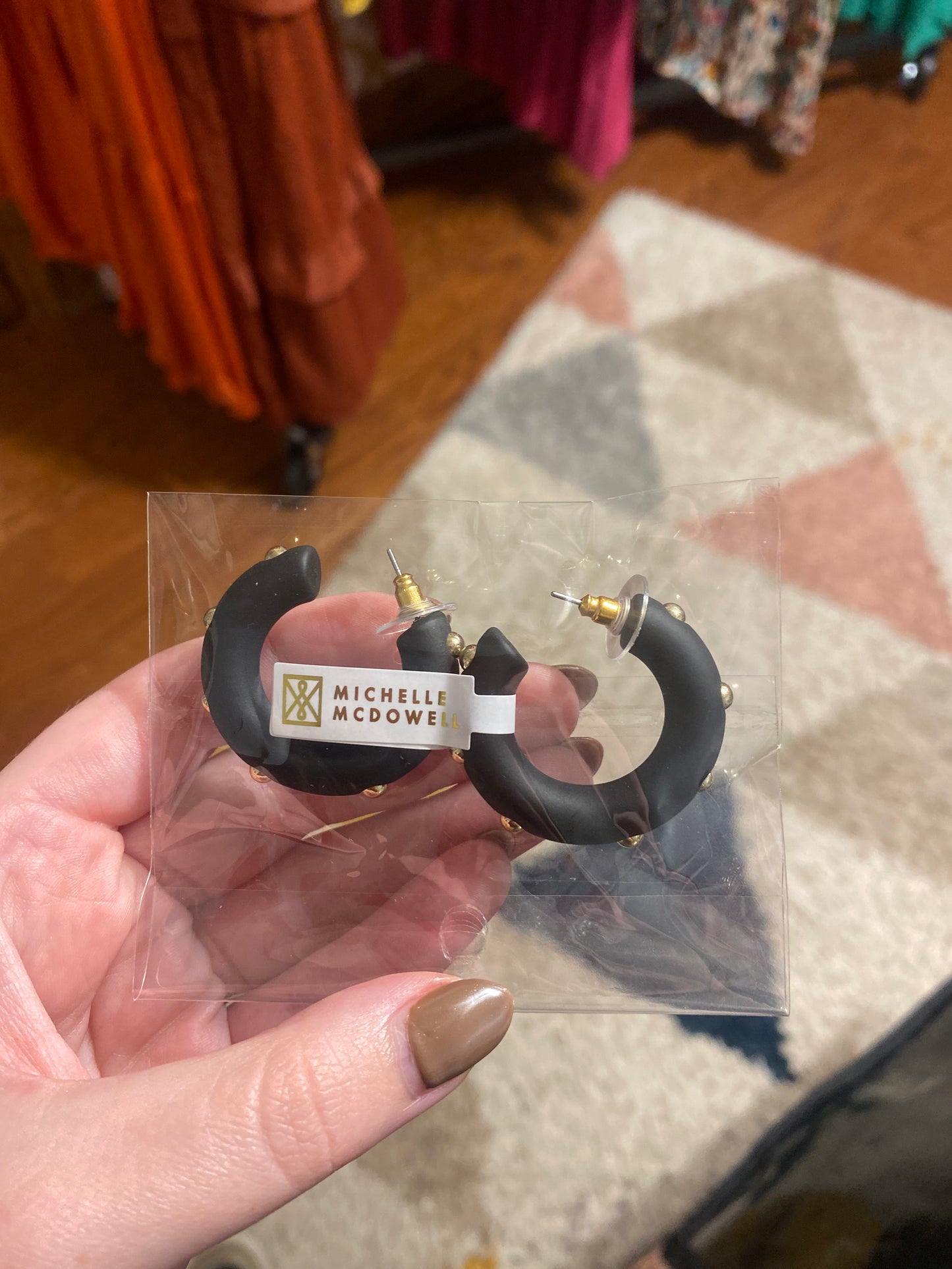 Black Gold Stud Hoop