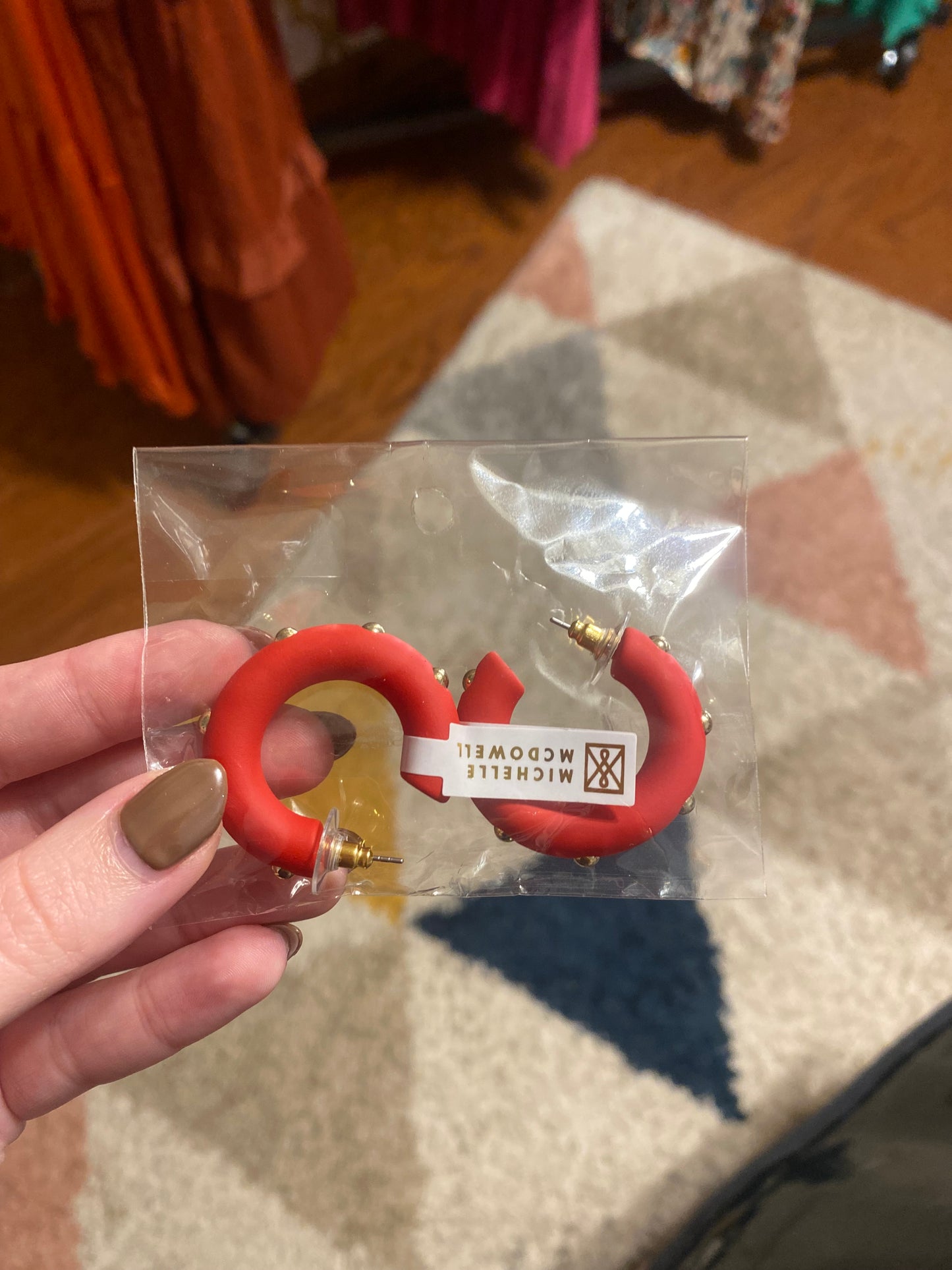 Red Gold Stud Hoop