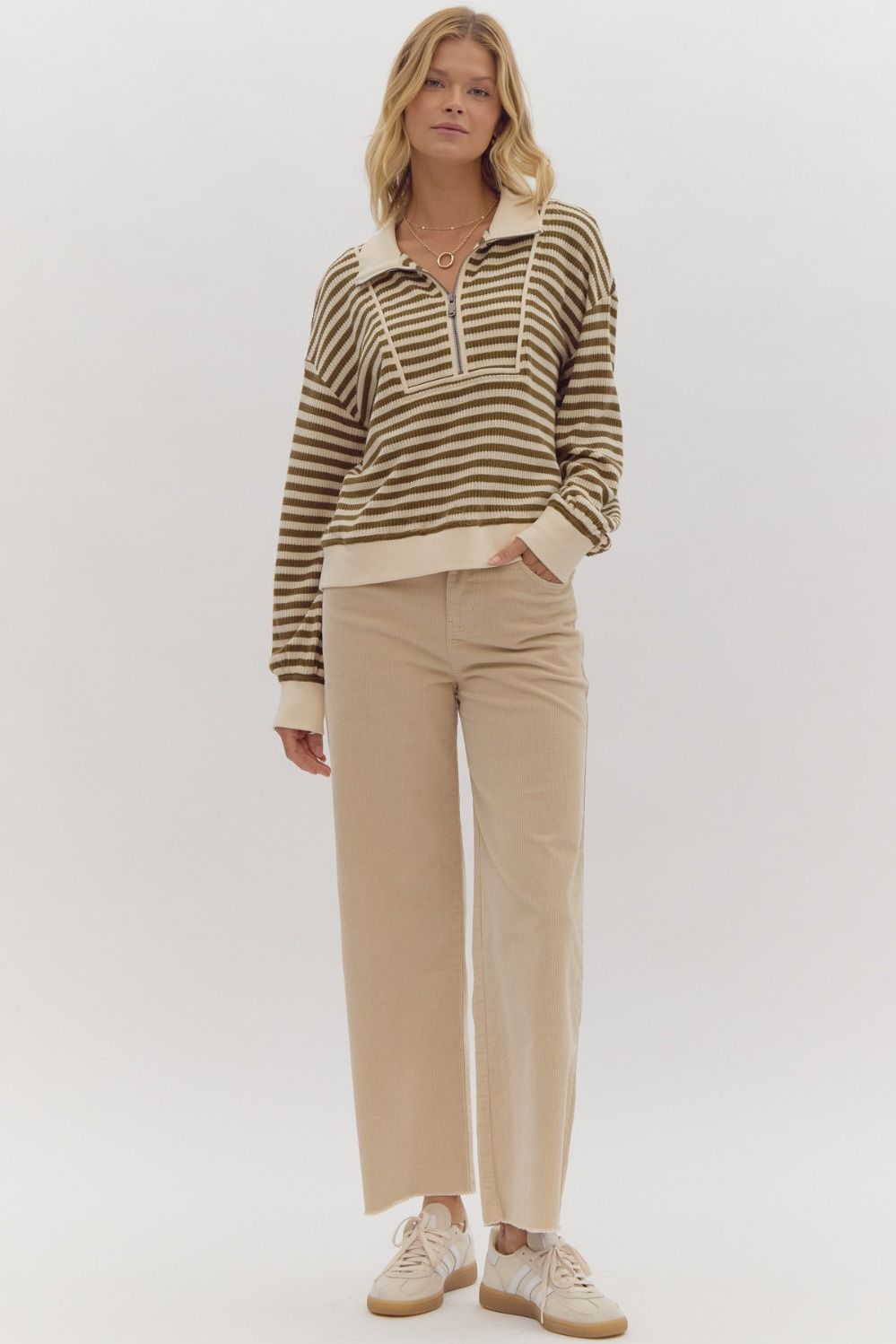 Olive Striped Pullover