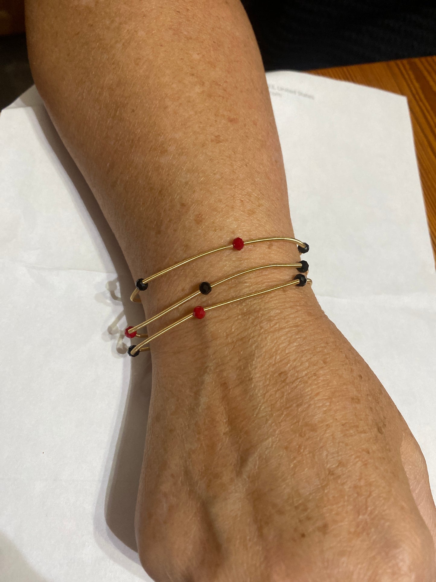 Garnet and Black Wire Bracelet