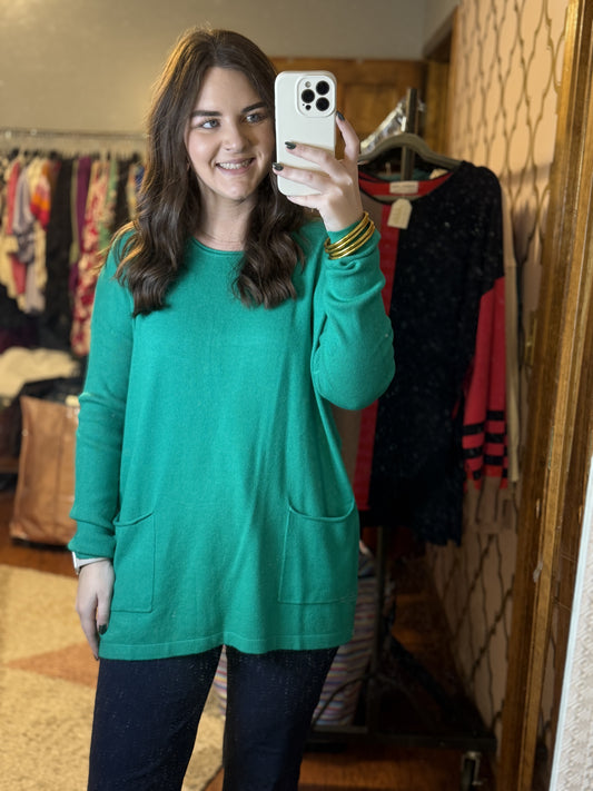 Kelly Green Pocket Sweater