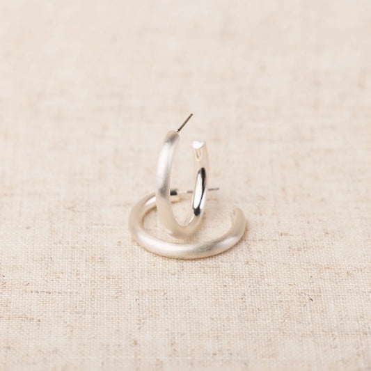 Silver Brushed Hoop