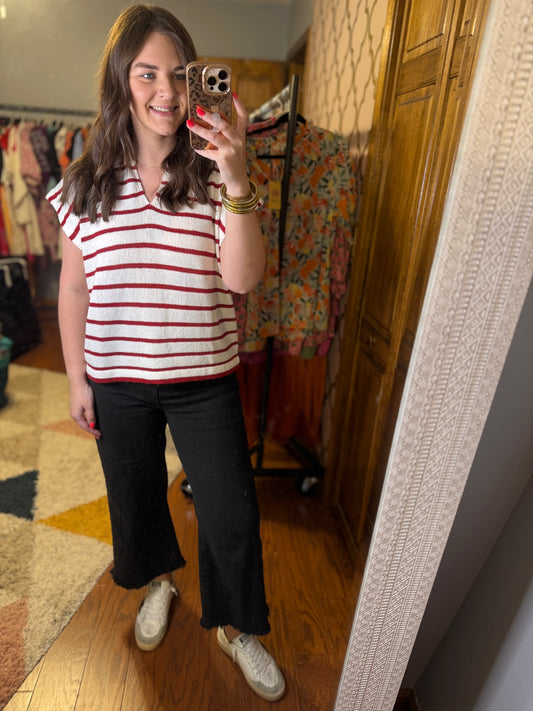 Maroon Stripped Top