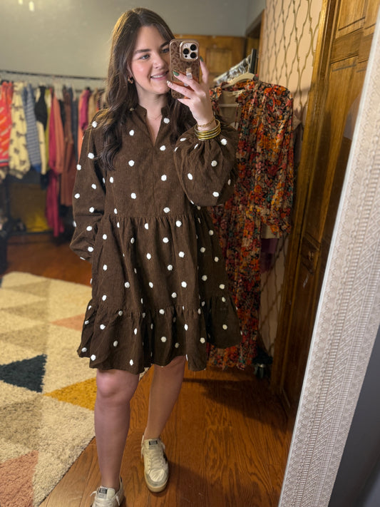 Corduroy Polka Dot Dress