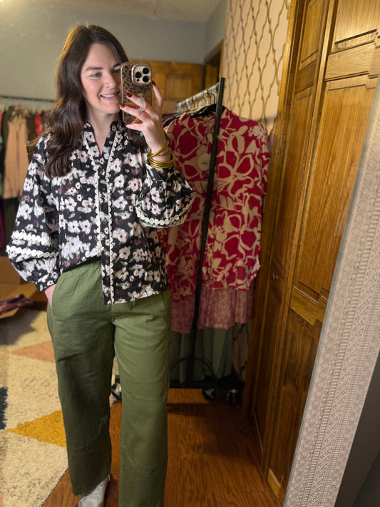 Olive Barrel Pants
