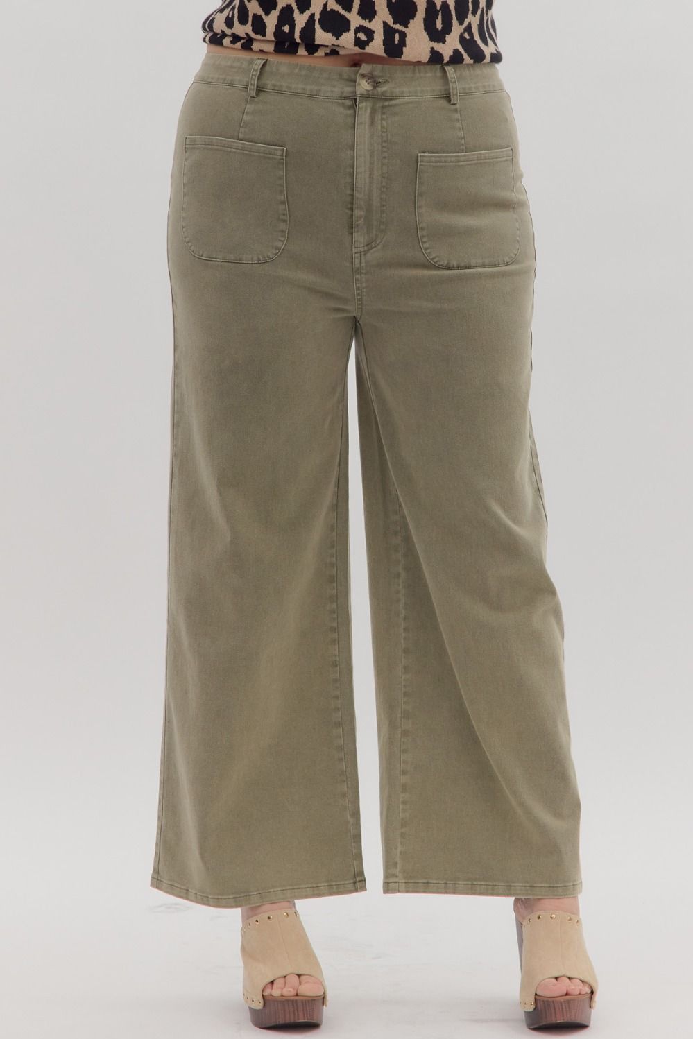 Olive Pocket Jeans - Plus Size