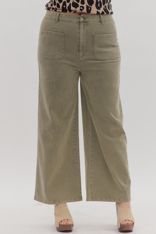 Olive Pocket Jeans - Plus Size