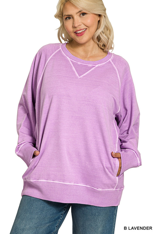 Lavender Pocket Sweatshirt - Plus