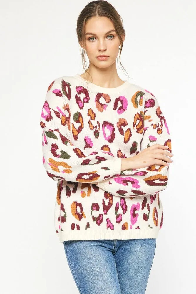 Multi Cheetah Sweater - Plus