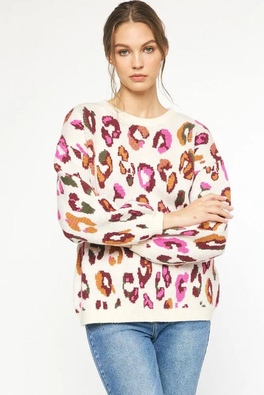 Multi Cheetah Sweater - Plus