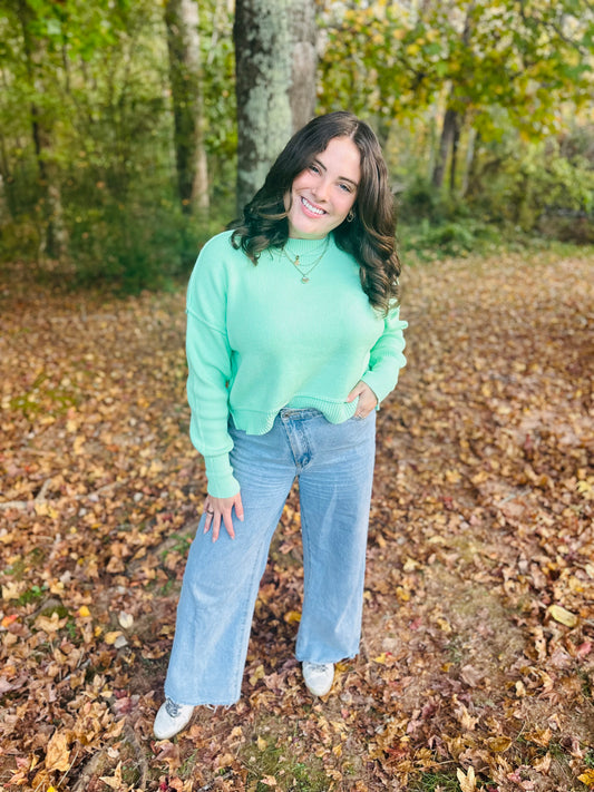 Mint Cropped Sweater