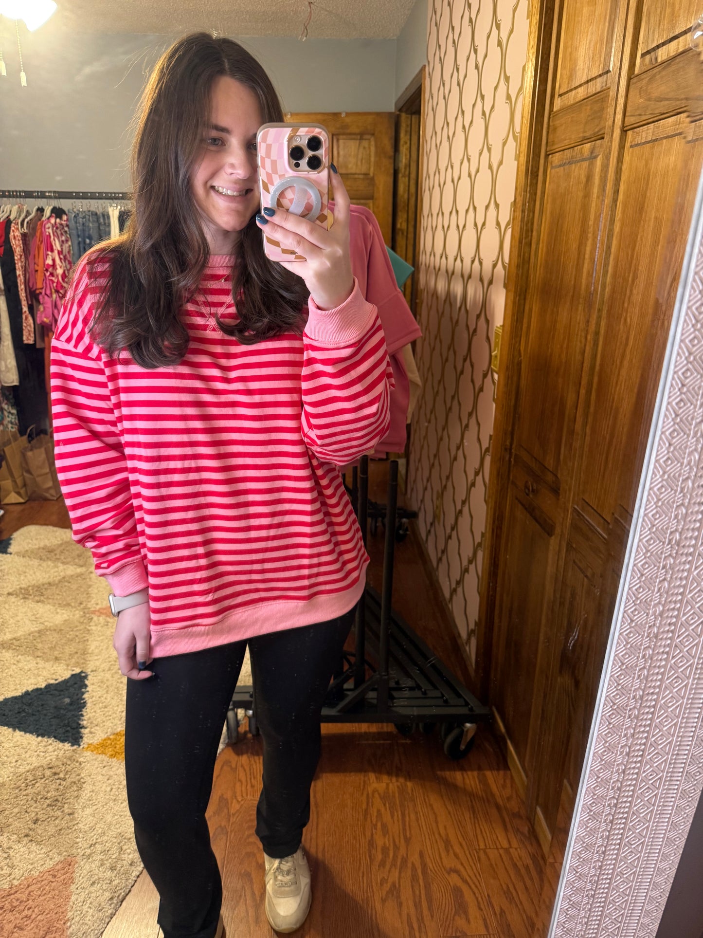 Kaylee Pink and Red Stripe Top