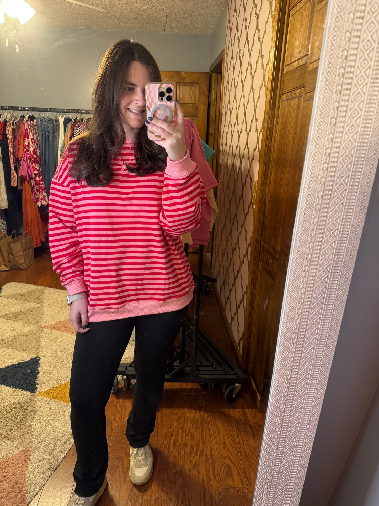 Kaylee Pink and Red Stripe Top