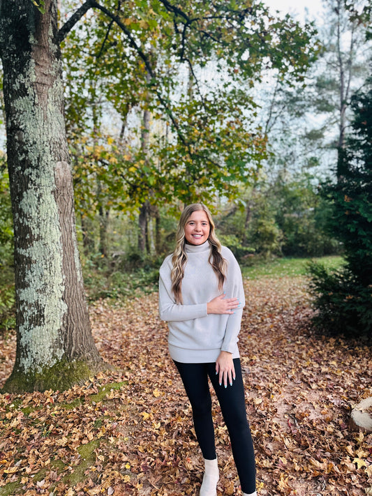 Mock Neck Cream Sweater