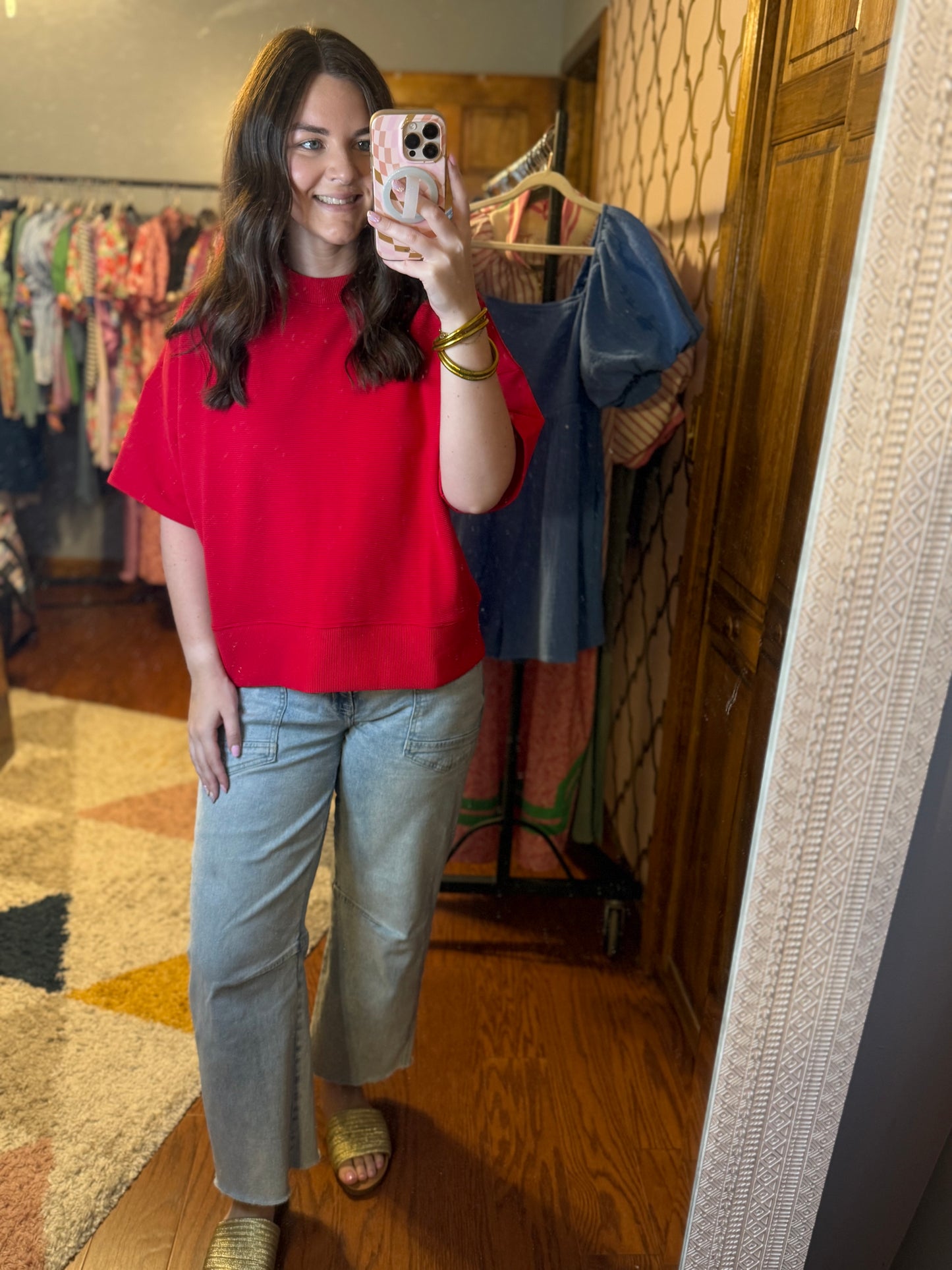 Red Ribbed Top