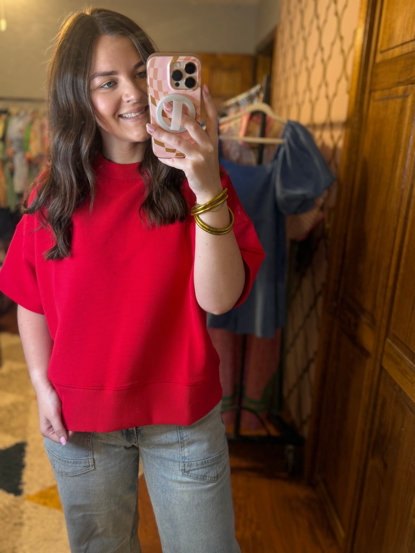 Red Ribbed Top