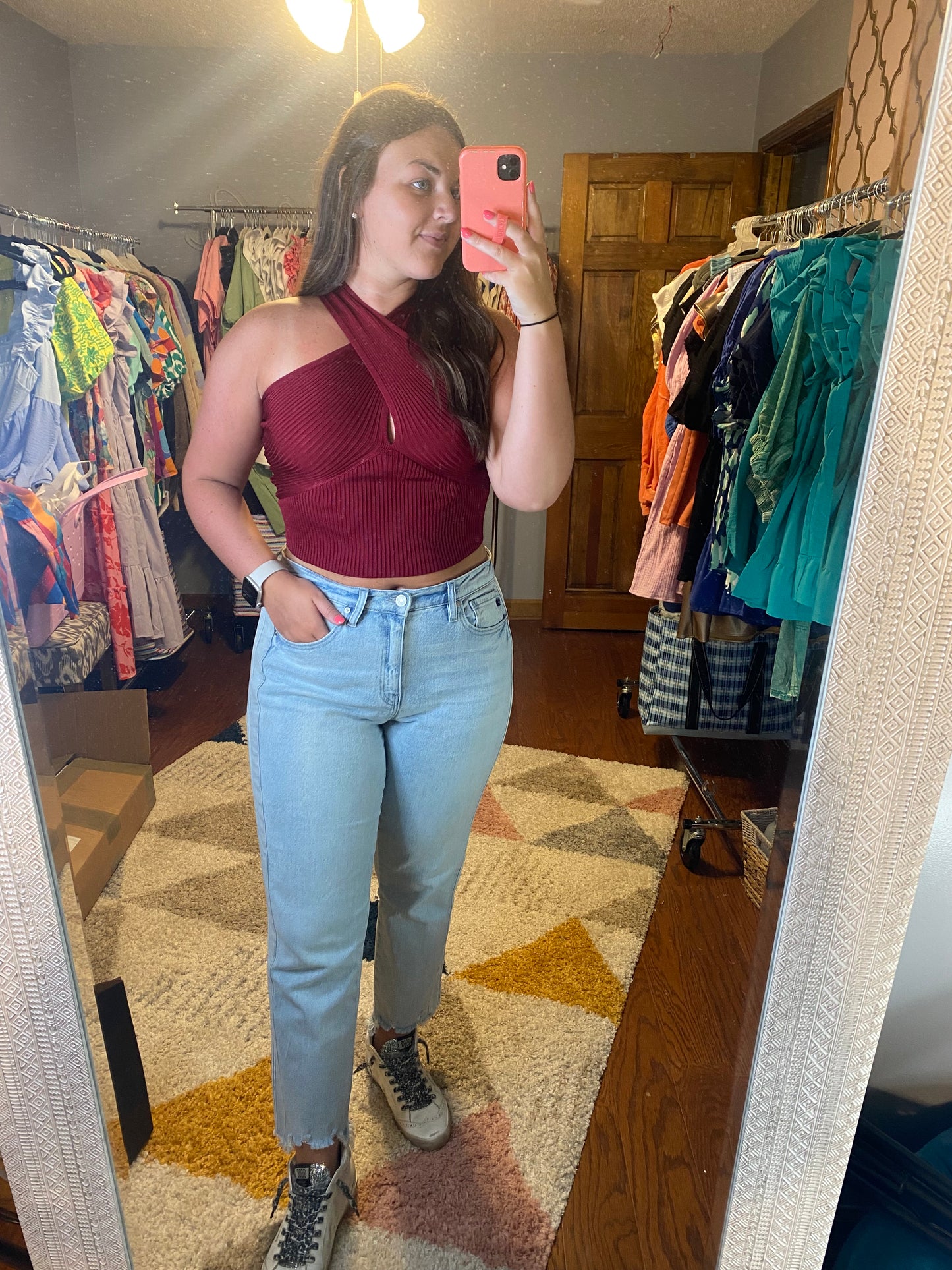 Garnet Criss Cross Top