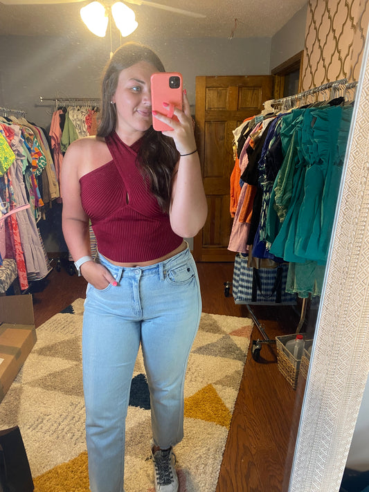 Garnet Criss Cross Top