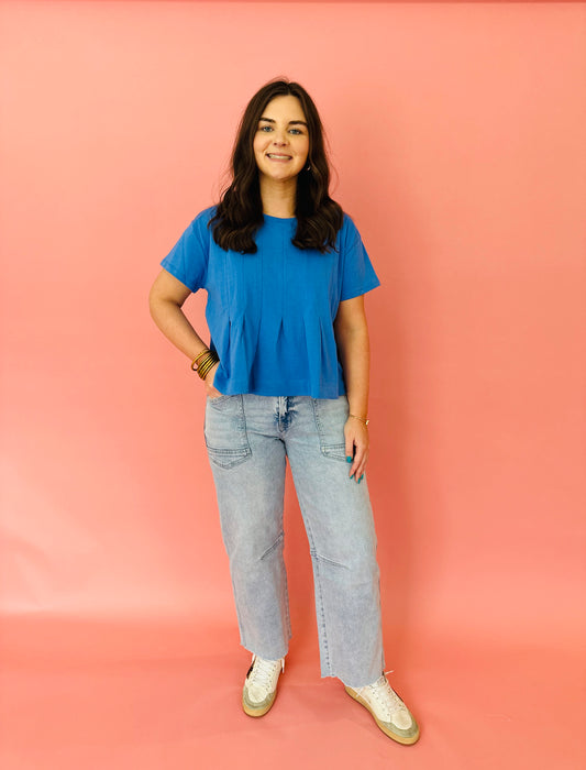 Kelsey Pleated Top - Blue