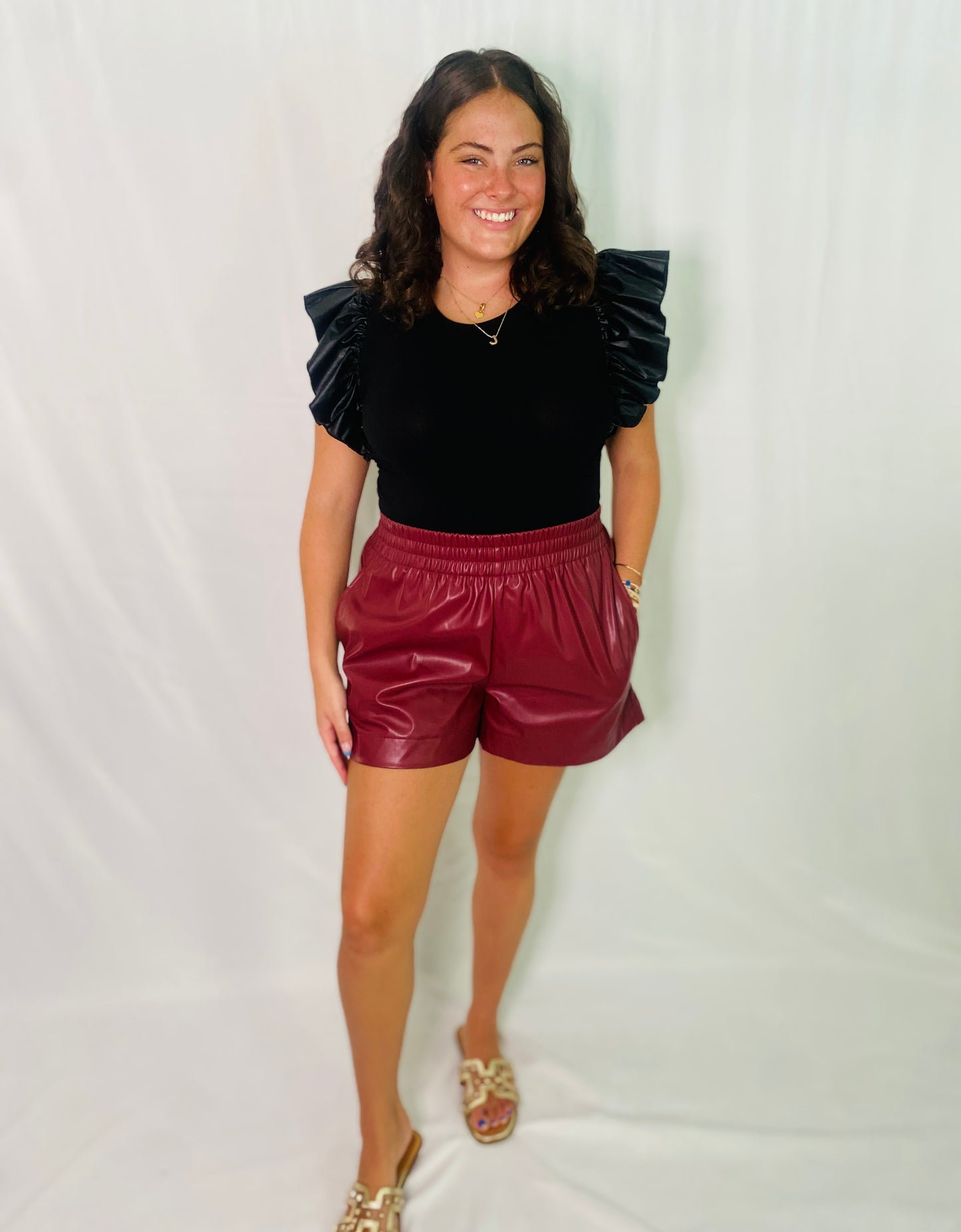 Garnet Leather Shorts