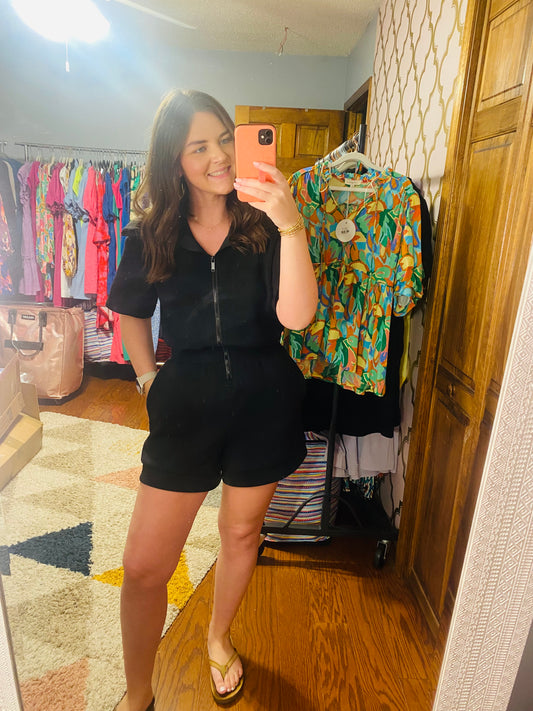 Casual Everyday Romper - Black Plus Size