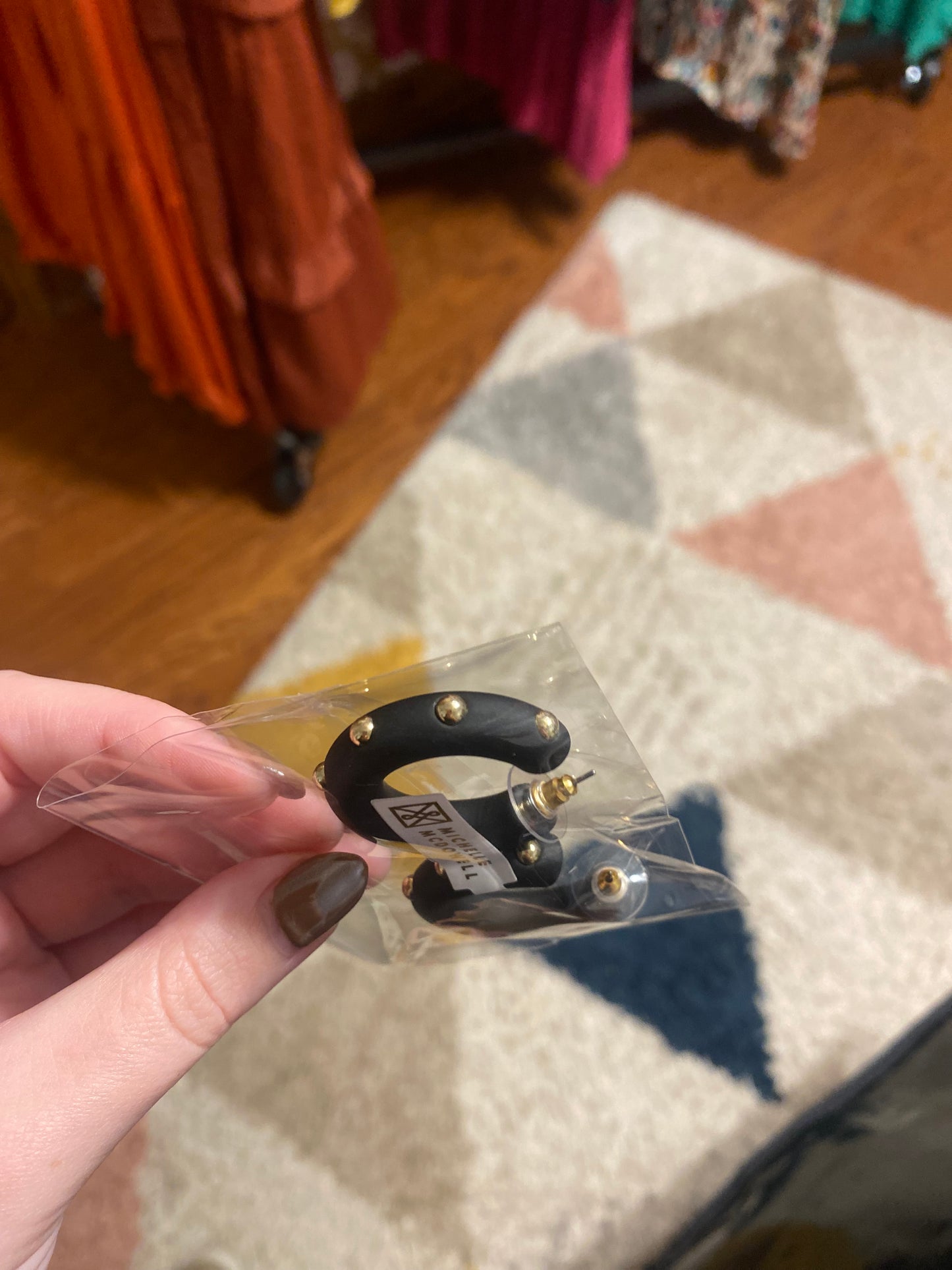 Black Gold Stud Hoop