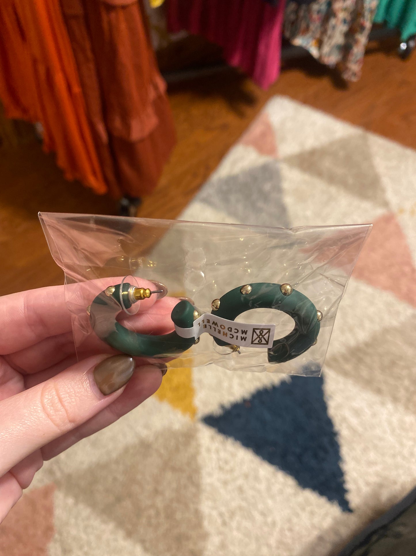 Green Gold Stud Hoop